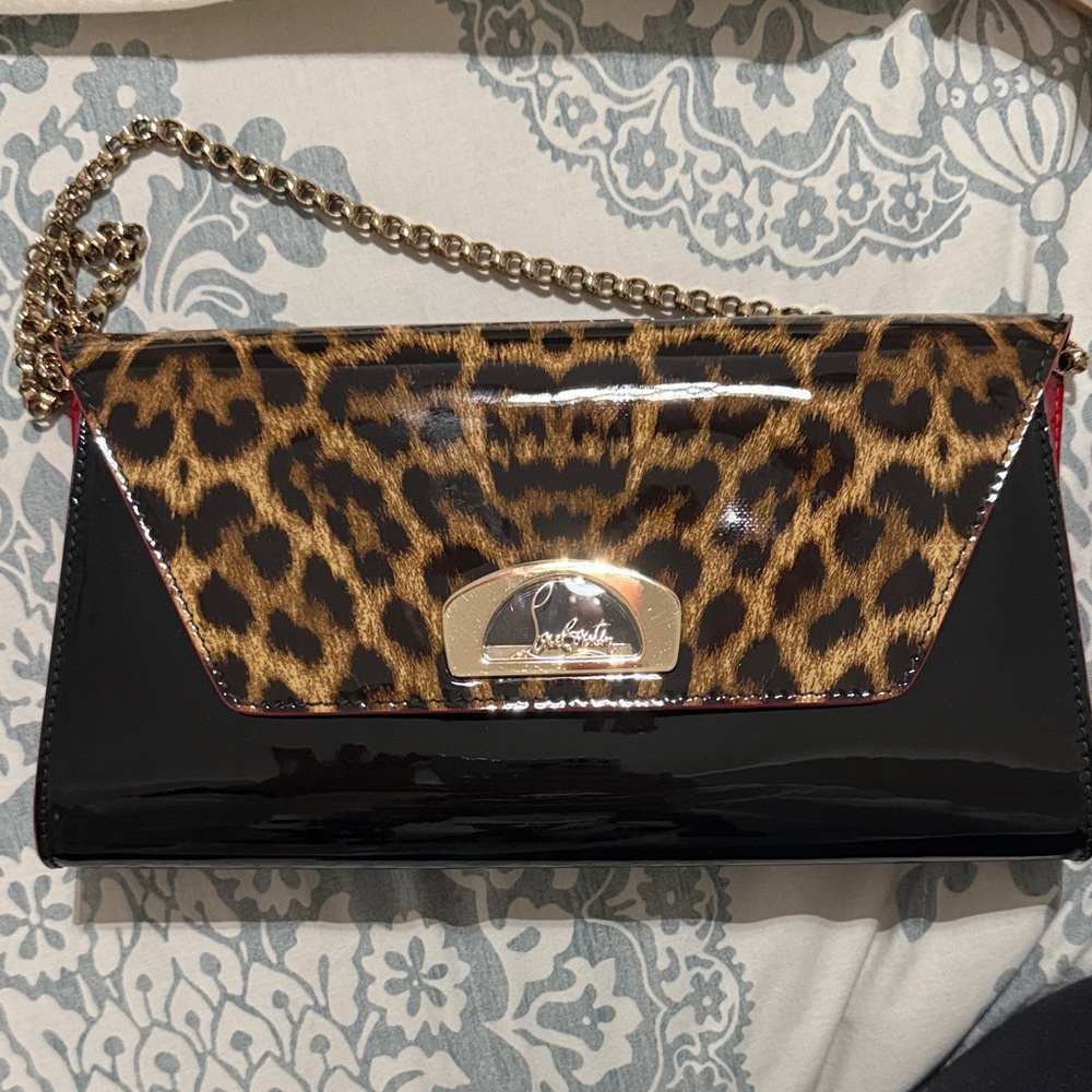 Christian Louboutin Leopard and Black Clutch